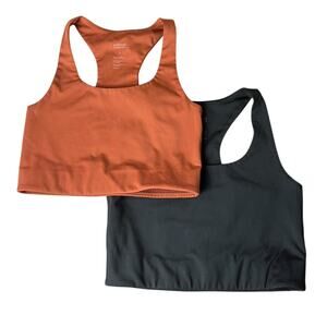 Girlfriend Collective Paloma Bundle Orange Black Racerback Tank Bra Size S